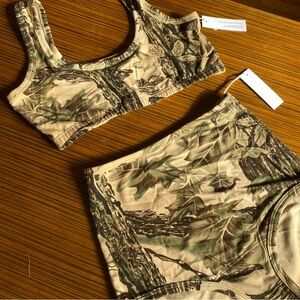 NWT ARQ Camo High Waisted Undies (XS) and Wide Strap Bra (M) Set